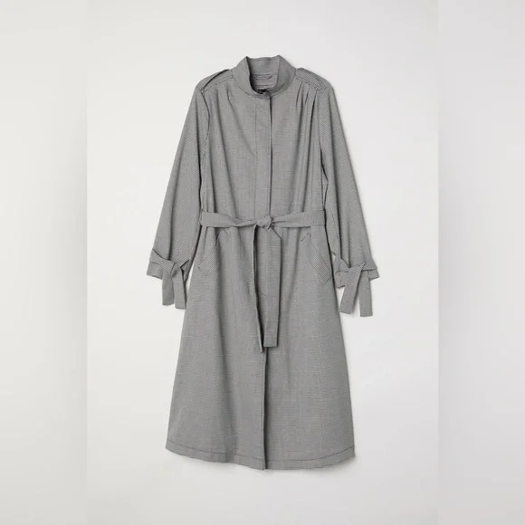 H&M Jackets Coats Hm Houndstooth Trench Coat Lightweight - Main Image